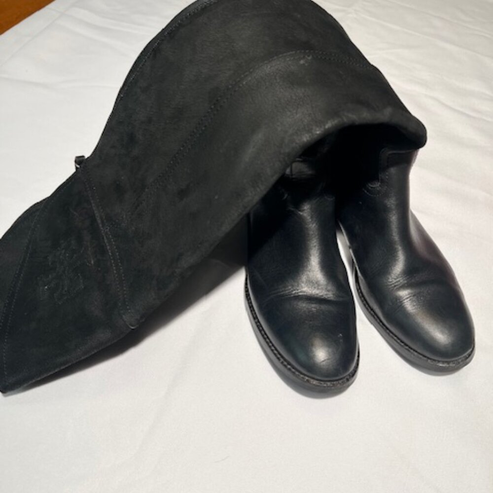 Tory Burch Simone Black Leather Over -The-Knee Boots | Sz 6.5 - Picture 8 of 10